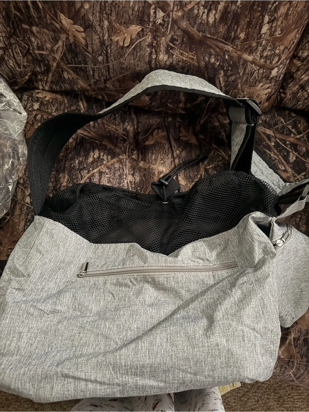 Gray Pet Sling Carrier with Adjustable Strap